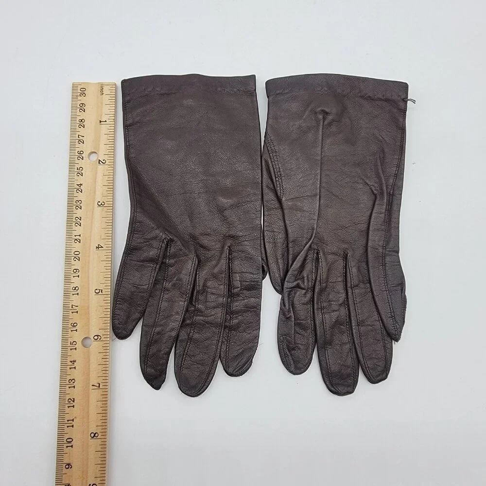 Vintage‎ Alexette Bacmo Leather Gloves Size 6.5 Super Soft Brown Button Close